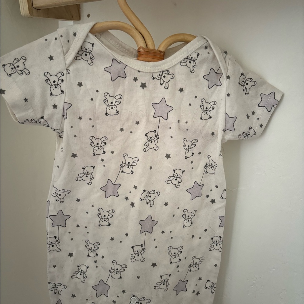 Adorable White and Gray vintage style baby romper